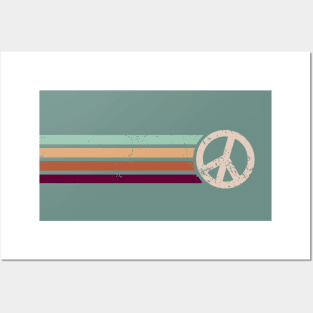 RETRO PEACE STRIPES - Clay & Sage Posters and Art